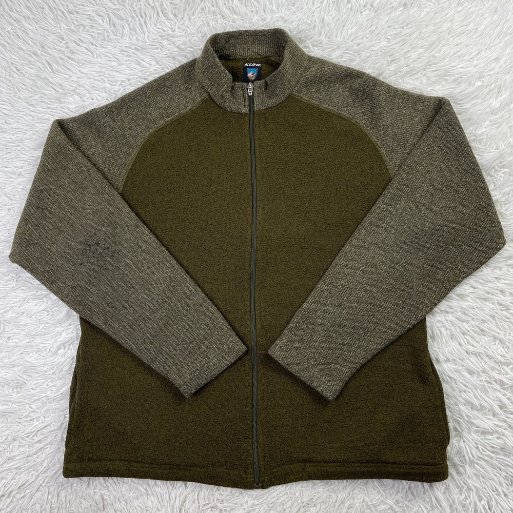 Kuhl Jacket Mens Large Green Alfpaca Fleece Full Zip Outdoor Pockets Casual L